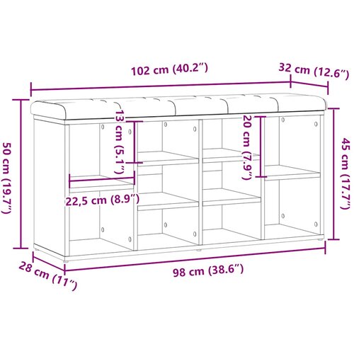  Klupa za cipele staro drvo 102x32x50 cm izrađeno drvo Slike