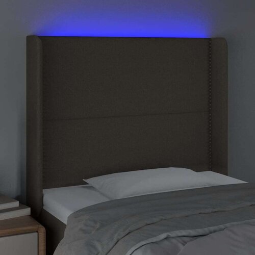  Uzglavlje smeđesivo 93 x 16 x 118/128 cm od tkanine Slike