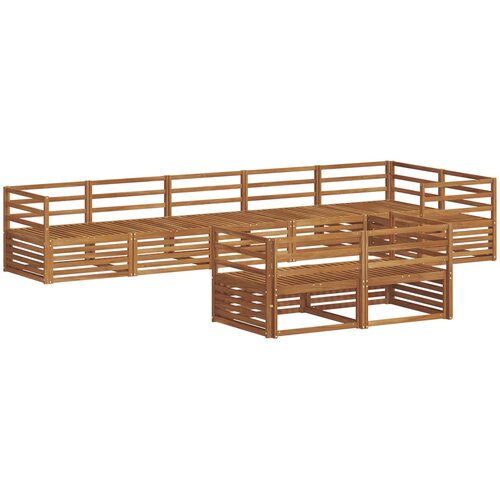  Set vanjskih sofa 8 kom. Prirodna Čvrsto drvo akacije Smeđa 404 x 166,5 x 73 cm Slike