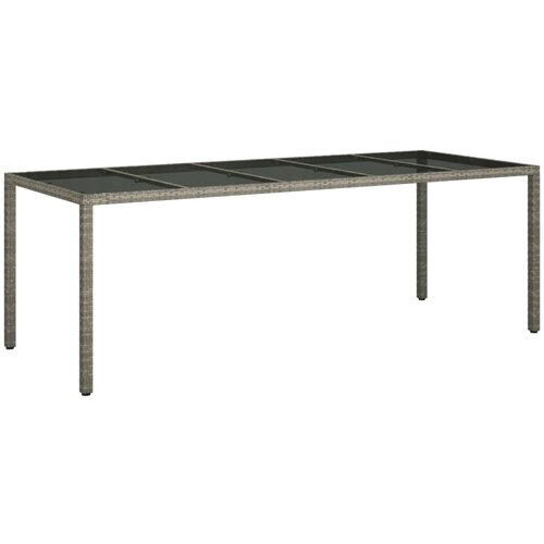 VidaXL Vrtna miza siva 250x100x75 cm kaljeno steklo in poli ratan, (20665756) Slike