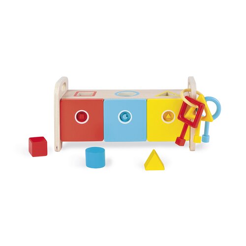 Janod Shape Sorter Box with Keys aktivnostna vstavljanka 18m+ 1 kos Slike