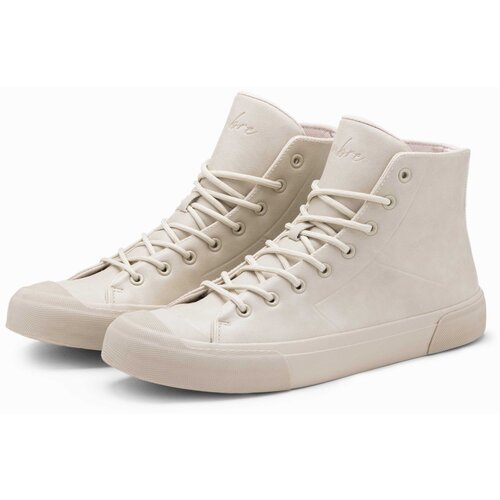 Ombre men's high-top sneakers shoes with rubber toe - cream Cene