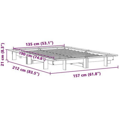  Okvir kreveta bez madraca bijeli 135 x 190 cm masivna borovina Slike