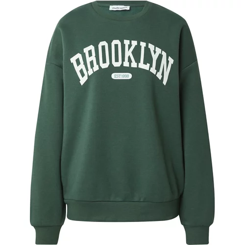STUDIO SELECT Sweater majica 'Joy' tamno zelena / prljavo bijela