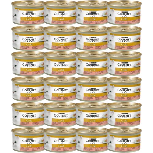 Purina gourmet Gold Vlažna hrana za mačke komadići piletine i lososa u sosu 85g, 24 komada Slike