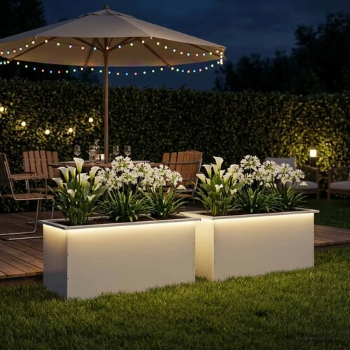  Vrtna posuda za sadnju s LED svjetlom 2 kom. Bijela - Bijela 50 x 100 x 48 cm 2 Cijene