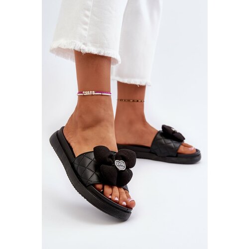 Kesi Women's slippers with low platform embellishments, black cedrella Slike