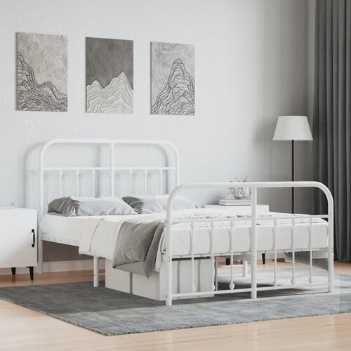 vidaXL Metalni okvir kreveta uzglavlje i podnožje bijeli 120x190 cm Cijene