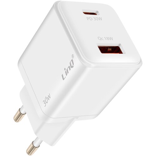 LINQ Kompaktni polnilnik USB-C Power Delivery 30W + USB 18W Quick Charge 3.0, Bela, (5000213649) Slike