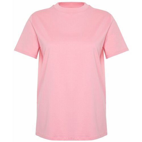 Trendyol Curve Pink Collar Ribbed Boyfriend Knitted T-shirt Slike