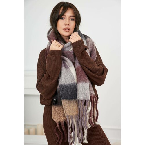 Kesi 6060 Women's scarf brown + grey Slike