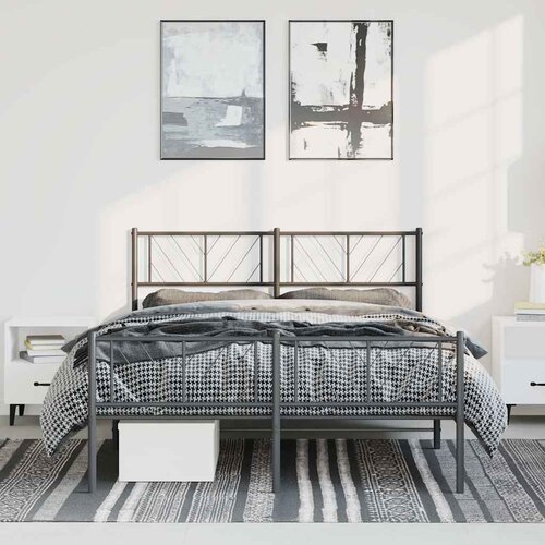  Metalni okvir kreveta uzglavlje i podnožje crni 135x190 cm Cijene