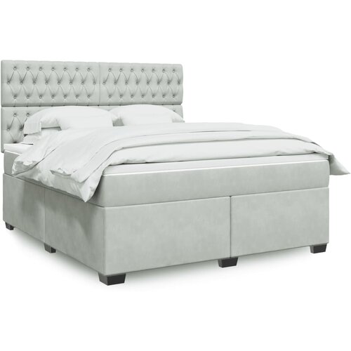 vidaXL Box spring postelja z vzmetnico svetlo siva 180x200 cm žamet Cene
