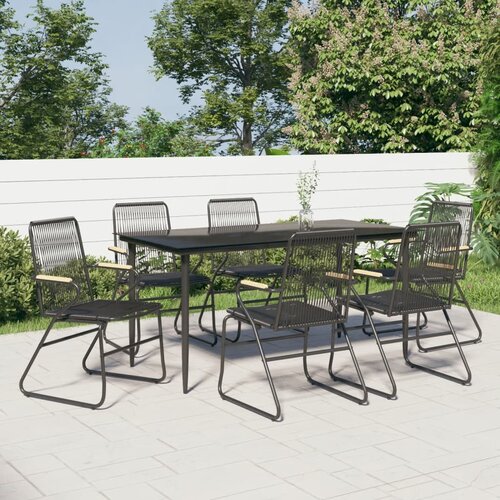 VidaXL 7-dijelni vrtni blagovaonski set od PVC ratana crni Slike