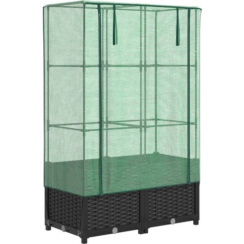 Maison Chic Cvetlični Lonec - Visoka greda s prevleko za rastlinjak videz ratana 80x40x138 cm, (21788940) Cene