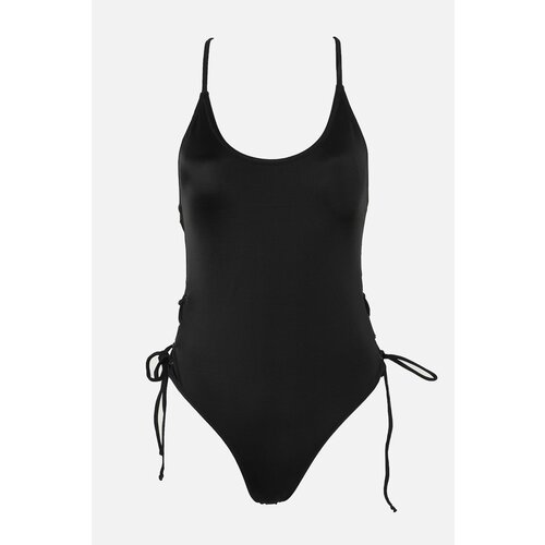 Trendyol Black Eyelet Tie Detailed Swimsuit Slike