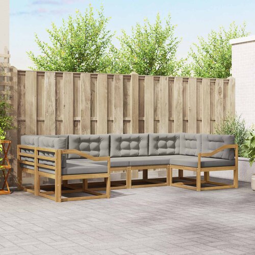  Set vanjskih sofa 6 kom. Bijela i svjetlosiva 325 x 166,5 x 73 cm Slike