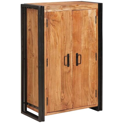 VidaXL Visoki ormarić s vratima Smeđa Masivno drvo akacije i metal Slike