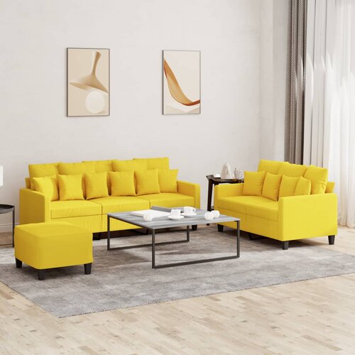  3-dijelni set sofa s jastucima svjetložuti od tkanine Slike