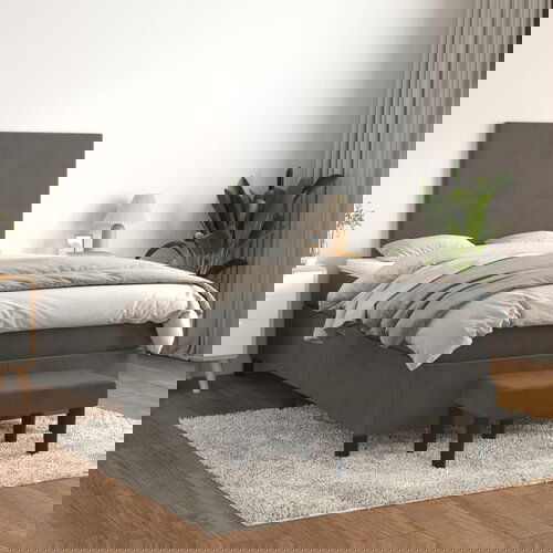 VidaXL Box spring krevet s madracem tamnosivi 120 x 200 cm bar&amp;scaron;unasti Slike
