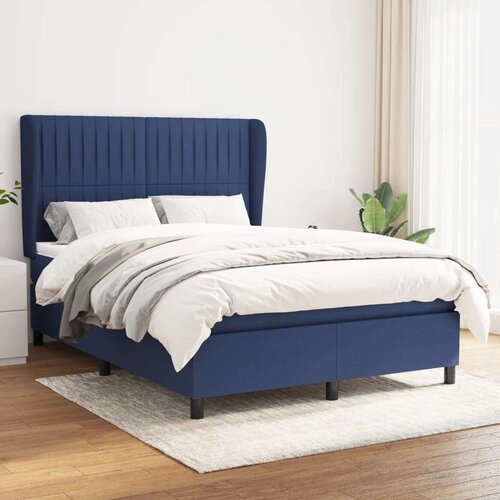  Box spring postelja z vzmetnico modra 140x200 cm blago, (20896316) Slike