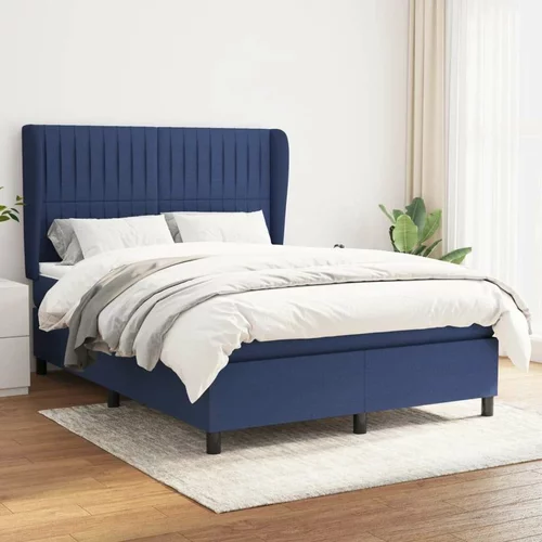  Box spring postelja z vzmetnico modra 140x200 cm blago, (20896316)