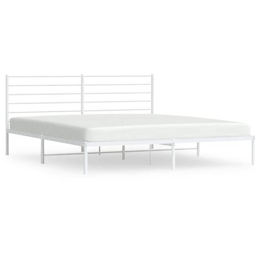  Metalni okvir za krevet s uzglavljem bijeli 183x213 cm Slike