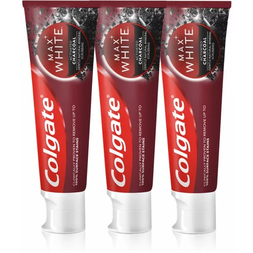 Colgate Max White Charcoal belilna zobna pasta z aktivnim ogljem 3 x 75 ml