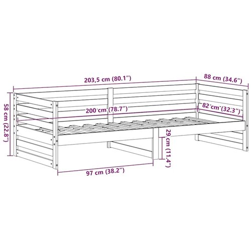  Dnevni krevet bez madraca 80x200 cm Masivno drvo Bor Slike