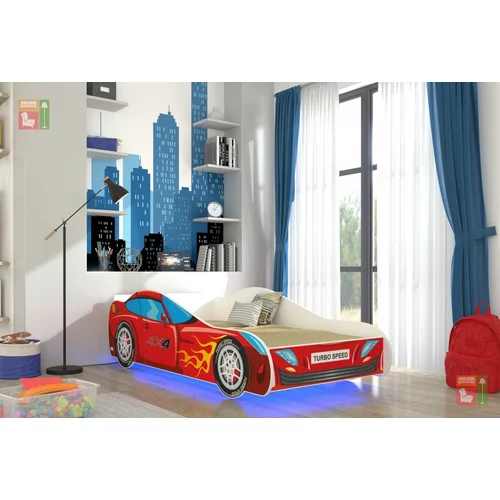 ADRK Furniture Otroška postelja Cars 80x160 cm + LED