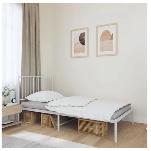 Kovinski posteljni okvir z vzglavjem bel 100x190 cm