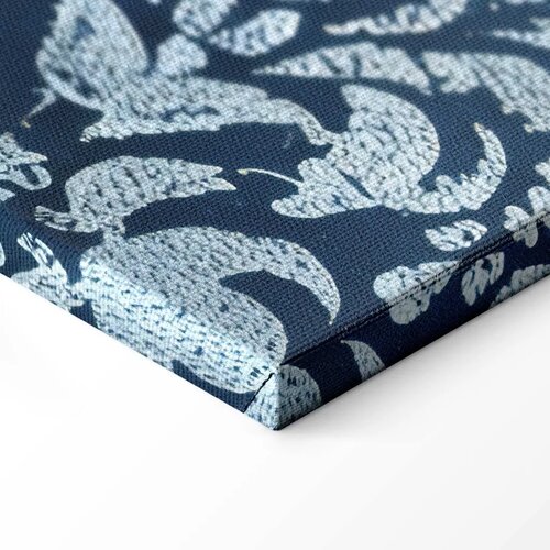  Slika - Retro Ornament Decorative Motif in Worn Blues 90x60 Na talijanskom platnu Slike
