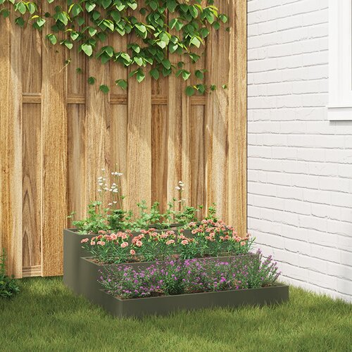 vidaXL Vrtni sadilnik Olive zelena Jeklo 90 x 90 x 35 cm Cene