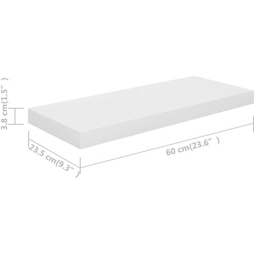 VidaXL plutajuće zidne police 2 kom sjajne bijele 60x23,5x3,8 cm MDF Slike