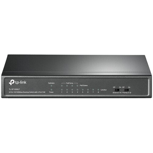 Tp-link 8-Port 10/100Mbps Unmanaged Switch with 4-Port PoE, metal case, desktop mount, PoE budget 41W. Cijene