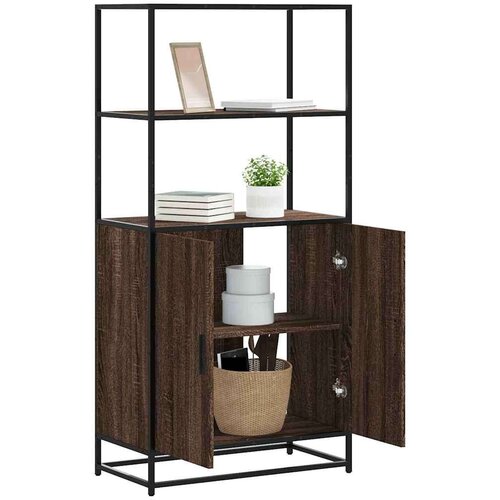 VidaXL Visoka ploča smeđi hrast 68x35x139 cm Konstruirano drvo i metal Slike