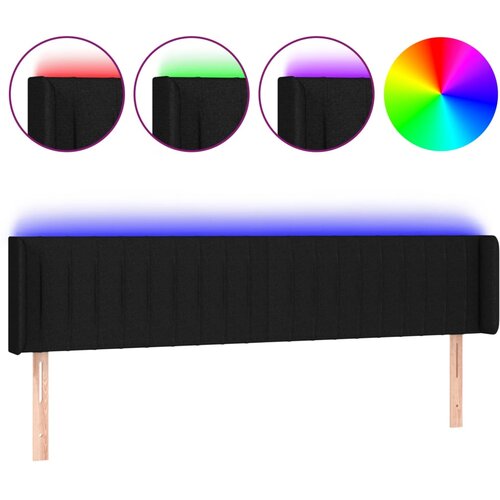  LED uzglavlje crno 203x16x78/88 cm od tkanine Slike