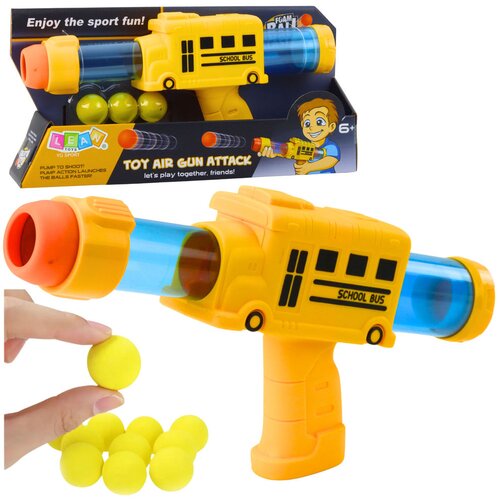 Soft Foam Ball Gun School Bus Yellow 6 pcs. Slike