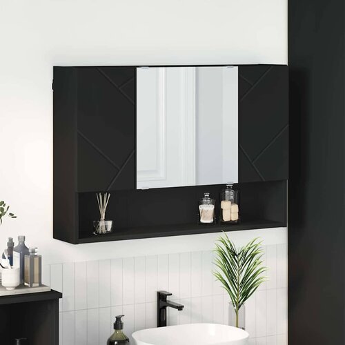 vidaXL Kopalni&scaron;ka ogledalna omara Črna 80 x 17 x 55 cm Konstruiran les Cene