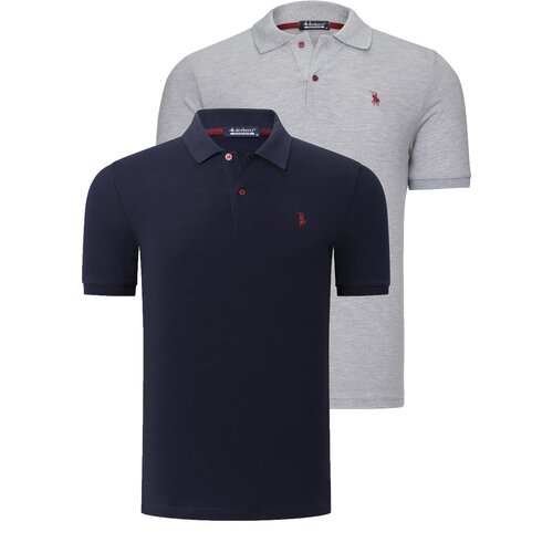 Dewberry DUO SET T8561 MEN&amp;#039;S TSHIRT-GREY - NAVY BLUE Slike