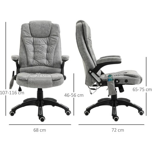 Direktorska stolica s funkcijom masaže i grijanja ergonomska podesiva do 120 kg siva Slike