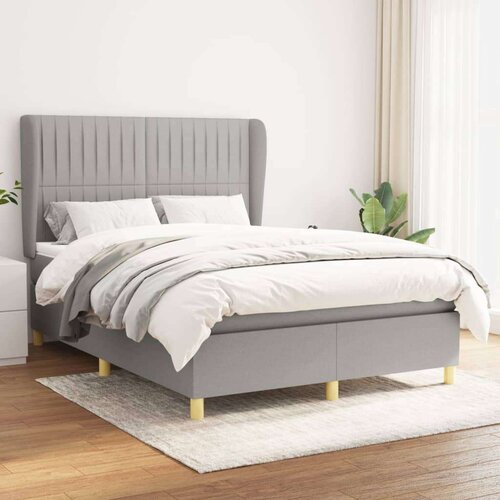 Box spring postelja z vzmetnico svetlo siva 140x200 cm blago, (20898559) Slike