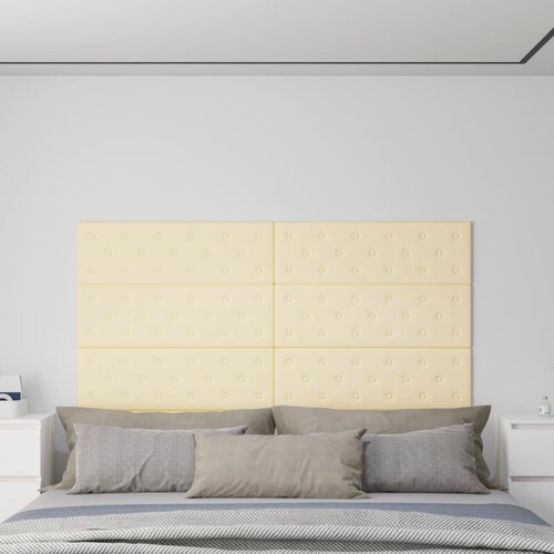 VidaXL zidne ploče od umjetne kože 12 kom krem 90 x 30 cm 3,24 m&amp;sup2; Slike