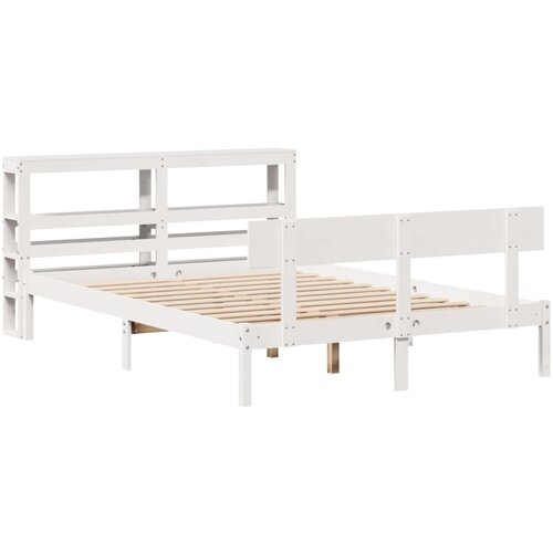vidaXL Posteljni okvir z vzglavjem bel 120x190 cm trdna borovina, (21292449) Cene