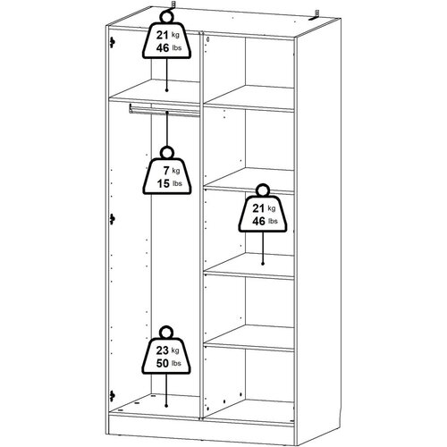 Tvilum Bela garderobna omara 99x200x62 cm Billund &amp;ndash; Slike