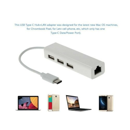  Type C HUB 4 u 1 RJ45 100M LAN + 3*USB 2.0 ( 11-476 ) Cene