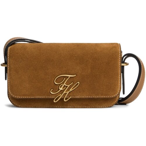 Tommy Hilfiger Ročne torbice Script Leather Crossover Suede Kostanjeva Slike