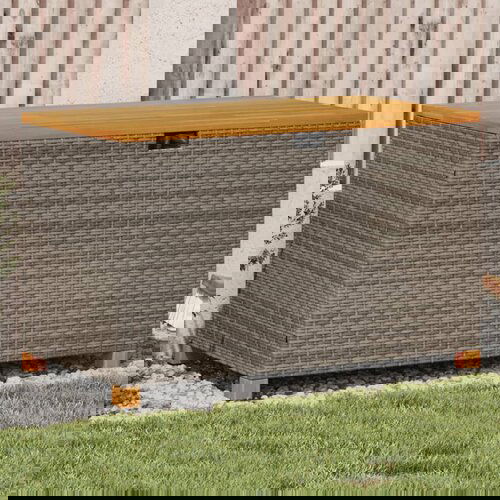 VidaXL Vrtna kutija za pohranu siva 110x55x63cm poliratan drvo bagrema Slike
