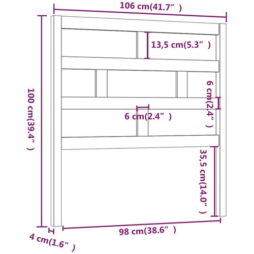  Uzglavlje za krevet boja meda 106 x 4 x 100 cm masivna borovina Slike