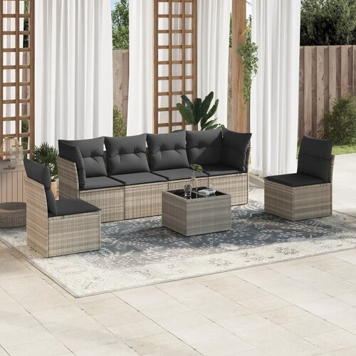 vidaXL 7-dijelni set vrtnih sofa svjetlosivi od poliratana Cijene